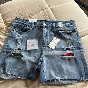 Judy Blue Distressed Jean Shorts - Blue